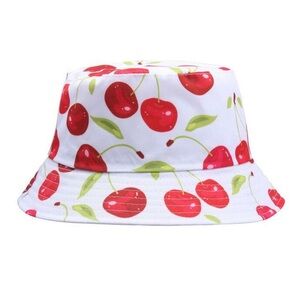 Everbrite White Cherry Printed Bucket Hat Unisex